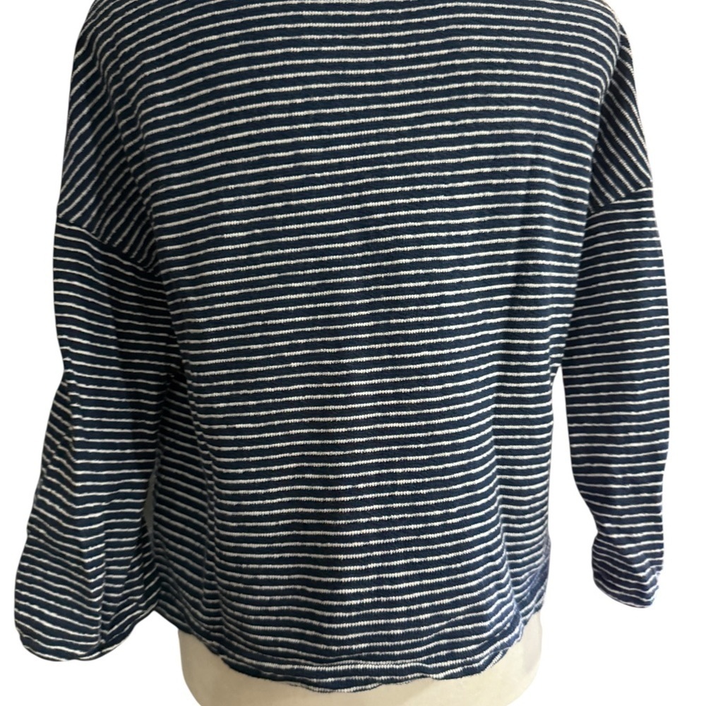Madewell Blue and White Striped Crop 3/4 length sleeve XS - Picture 3 of 3